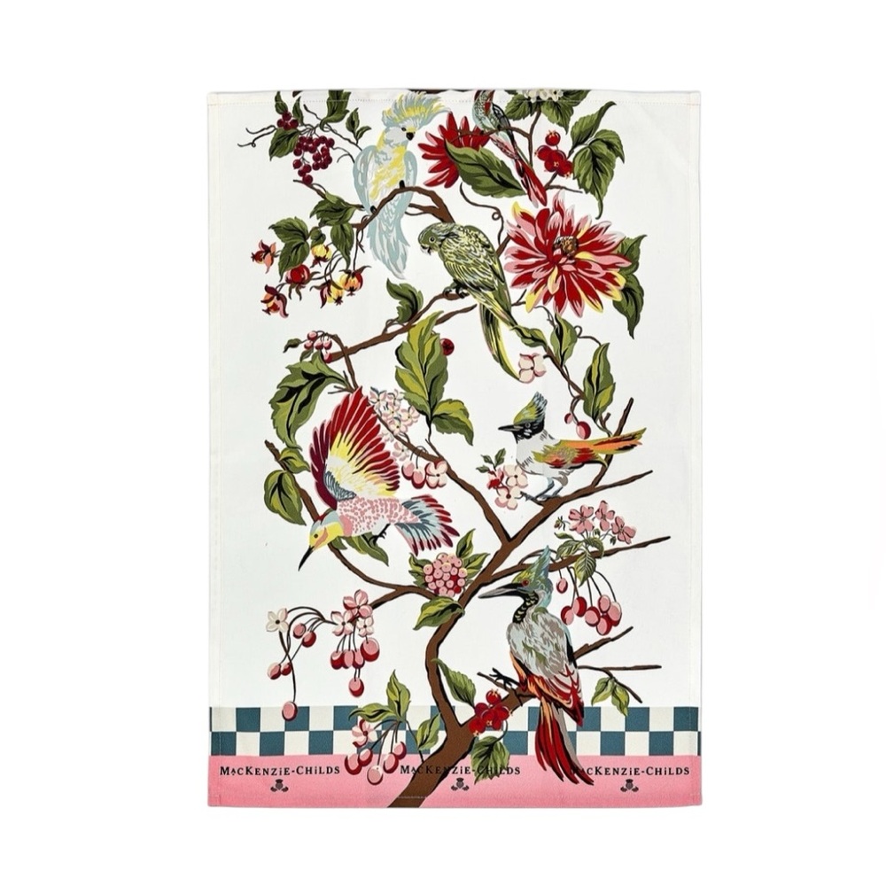 MacKenzie-Childs NWT in original packaging gorgeous cotton Birdsong Dish Towel.